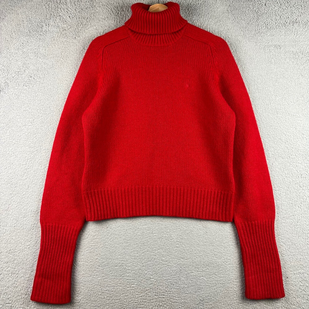 Ralph Lauren Sport Red 100% Lambswool Turtleneck Sweater XL Pony Logo